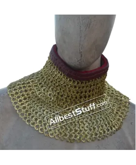 Solid Brass 9 MM Flat Dome Pin Riveted High Neck Chainmail Collar